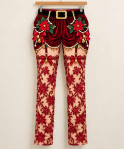 Matching Ugly Christmas Pants in red